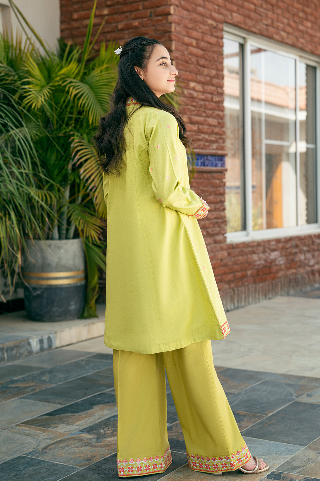 2 Piece Embroidered Suit Digital Printed Shirt with Palazzo T-SFC-029