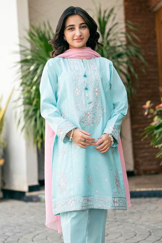 TSFC-004 Cotton Lawn Fabric EMBROIDERED 3 PCS SUIT