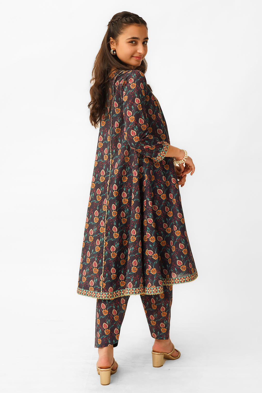 2 Piece Suit Printed Angrakha Style Frock with Shalwar T-ALPRTW-034