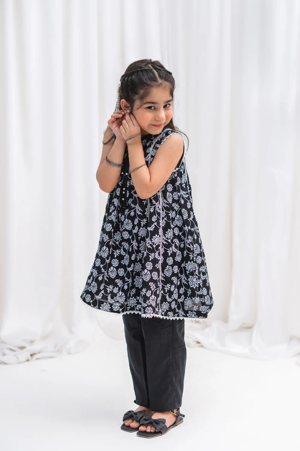 Printed Floral Lawn Frock Co-Ord Set - K-MC-TP-014