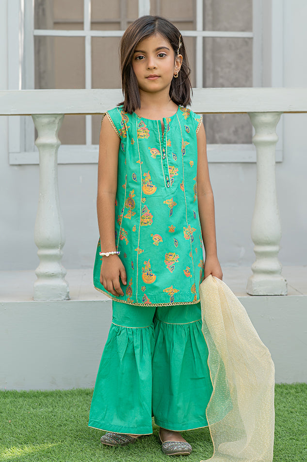 3 Piece Suit Table Print Cotton Lawn Festive wear K-TP-020