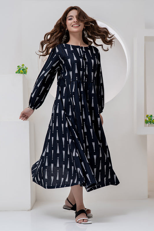 1 Piece Lawn Printed Maxi Black Color Maxi-019