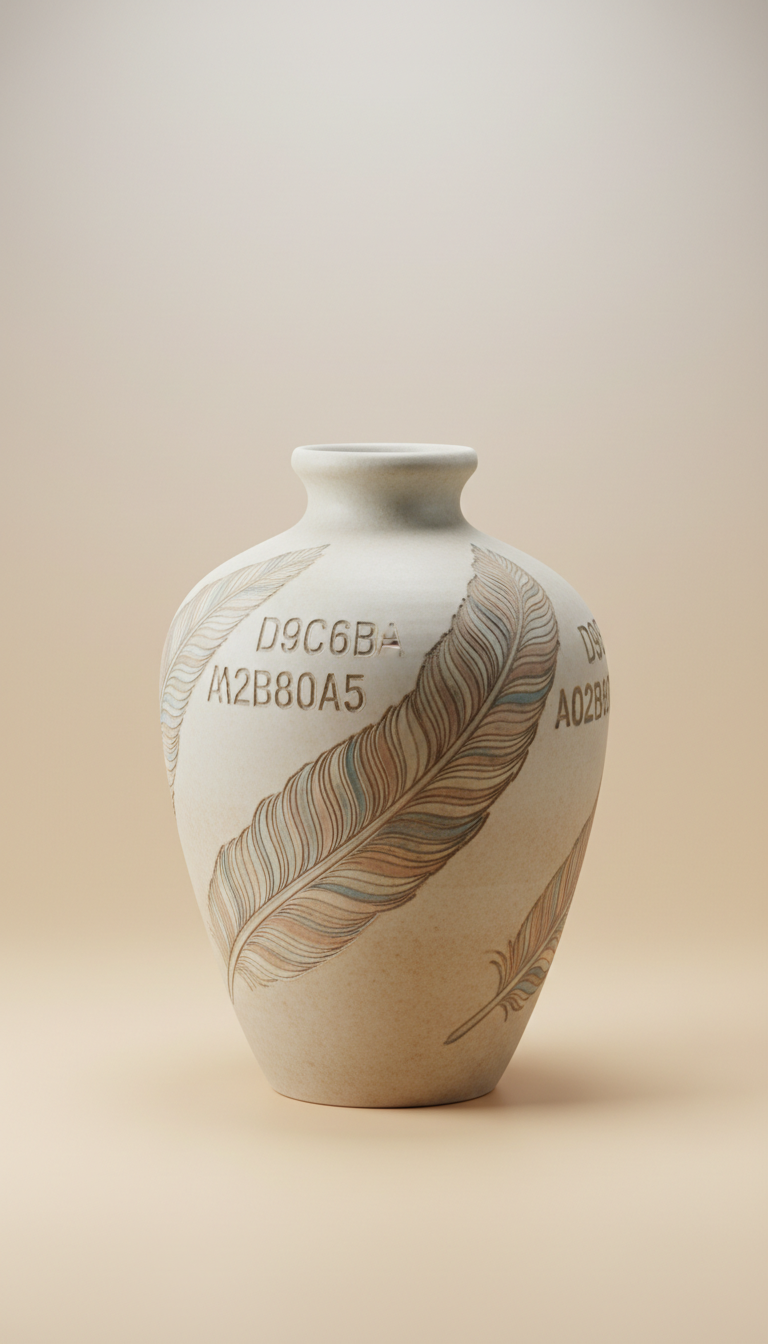 Feather Motif Ceramic Vase