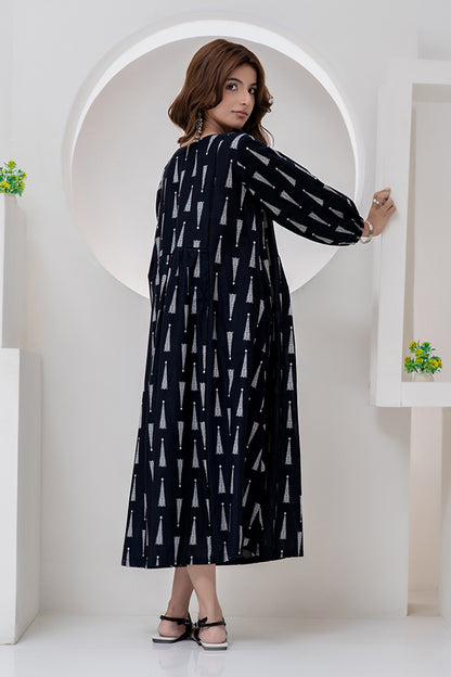 1 Piece Lawn Printed Maxi Black Color Maxi-019