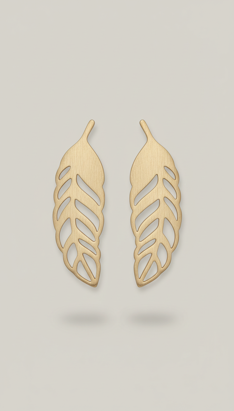 Feather Silhouette Gold Earrings