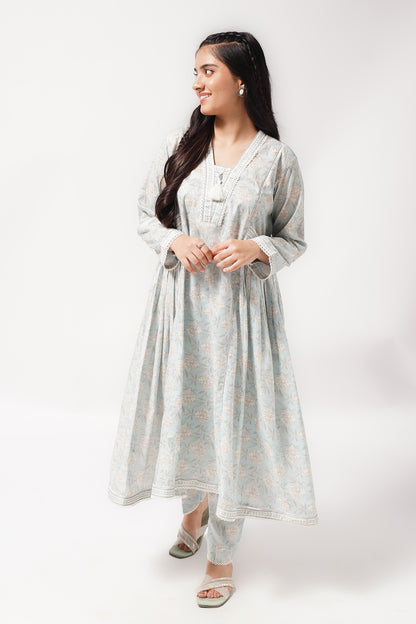 2 Piece Platinum Floral Printed Lawn Suit ALPRTW-001