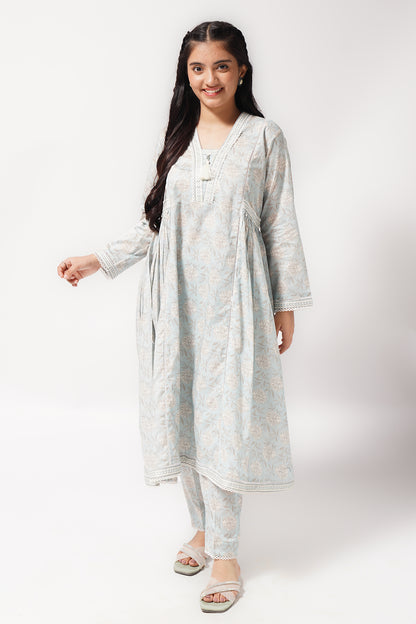 2 Piece Platinum Floral Printed Lawn Suit ALPRTW-001