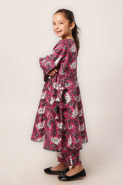 2 Piece Suit Warm Pink Floral Printed Lawn Suit ALPRTW-006