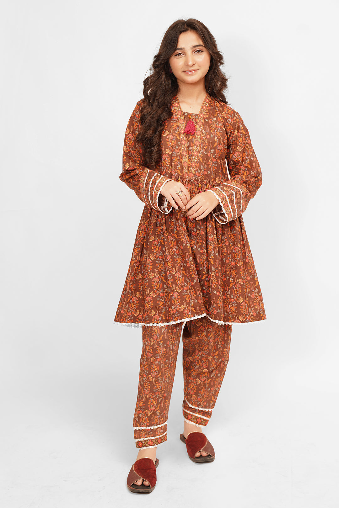 2 Piece Brownish Red Digital Printed Lawn Cotton Suit ALPRTW-013