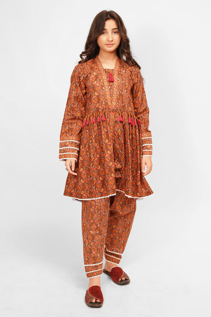 2 Piece Brownish Red Digital Printed Lawn Cotton Suit ALPRTW-013