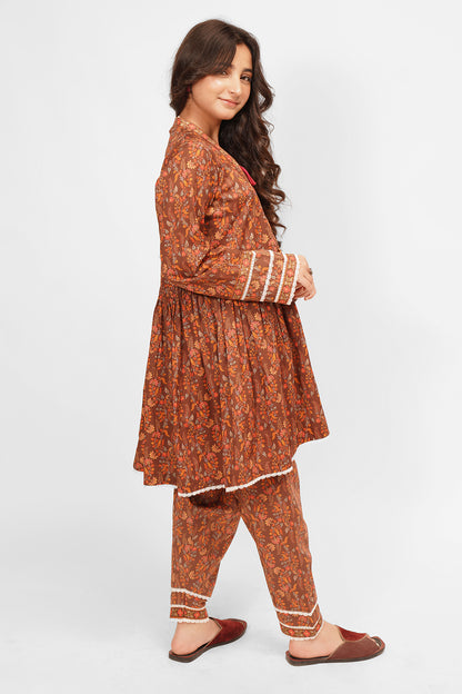 2 Piece Brownish Red Digital Printed Lawn Cotton Suit ALPRTW-013