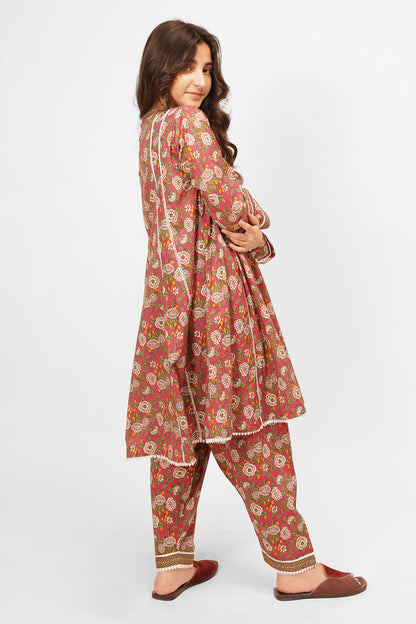 2 Piece Light Carmine Pink Printed Lawn Cotton Suit ALPRTW-014