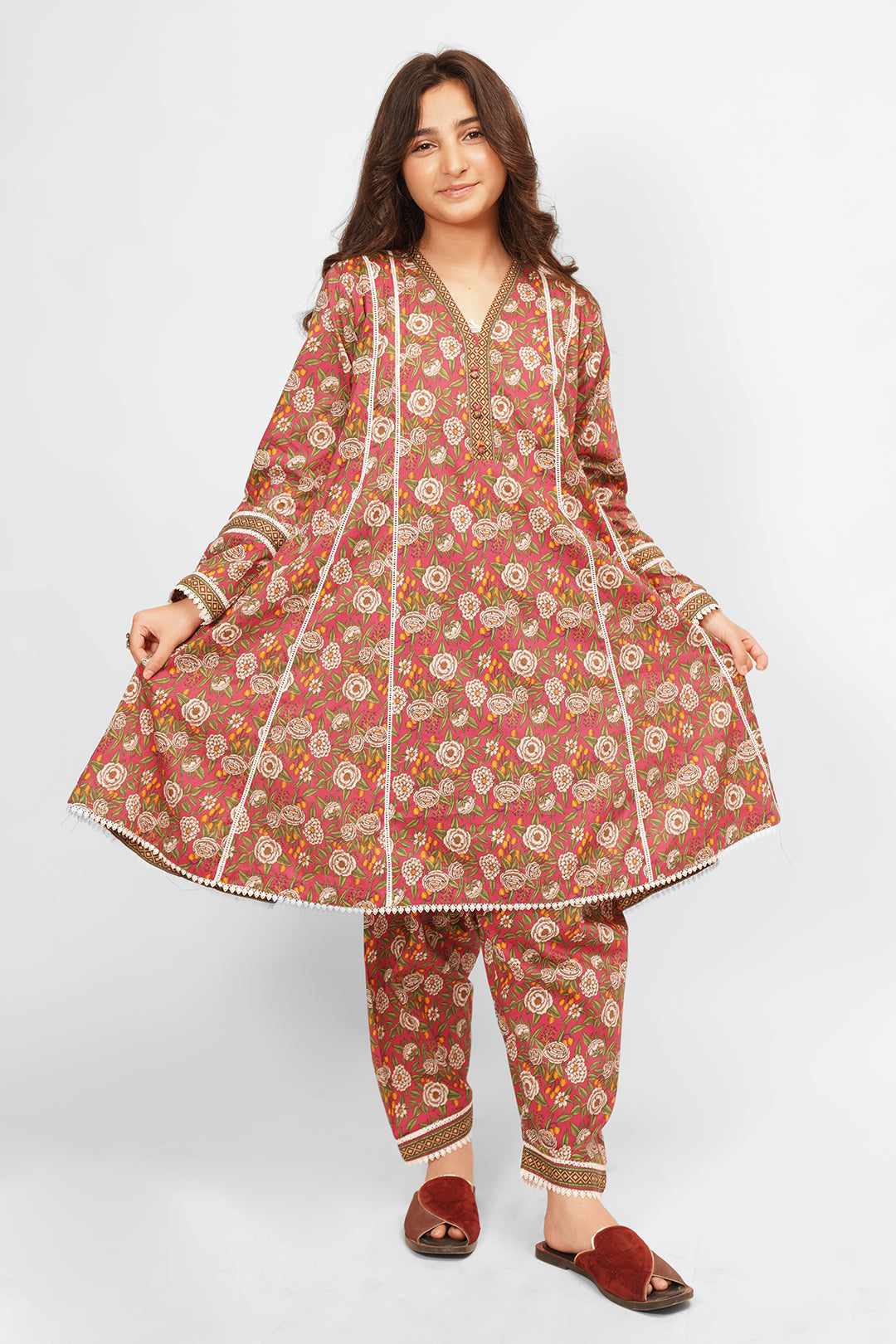 2 Piece Light Carmine Pink Printed Lawn Cotton Suit ALPRTW-014