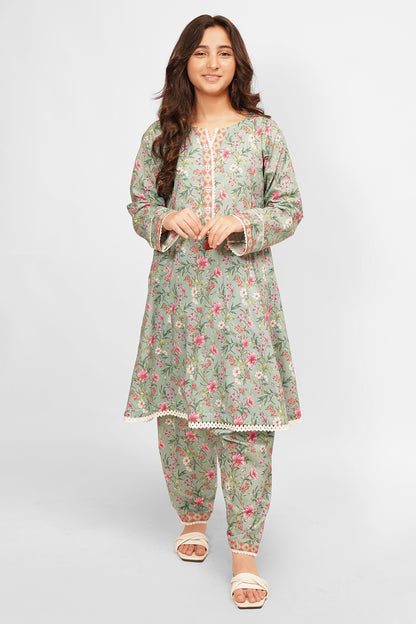 2 Piece Printed Lawn Cotton Suit with Shalwar ALPRTW-016