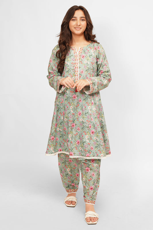 2 Piece Printed Lawn Cotton Suit with Shalwar ALPRTW-016