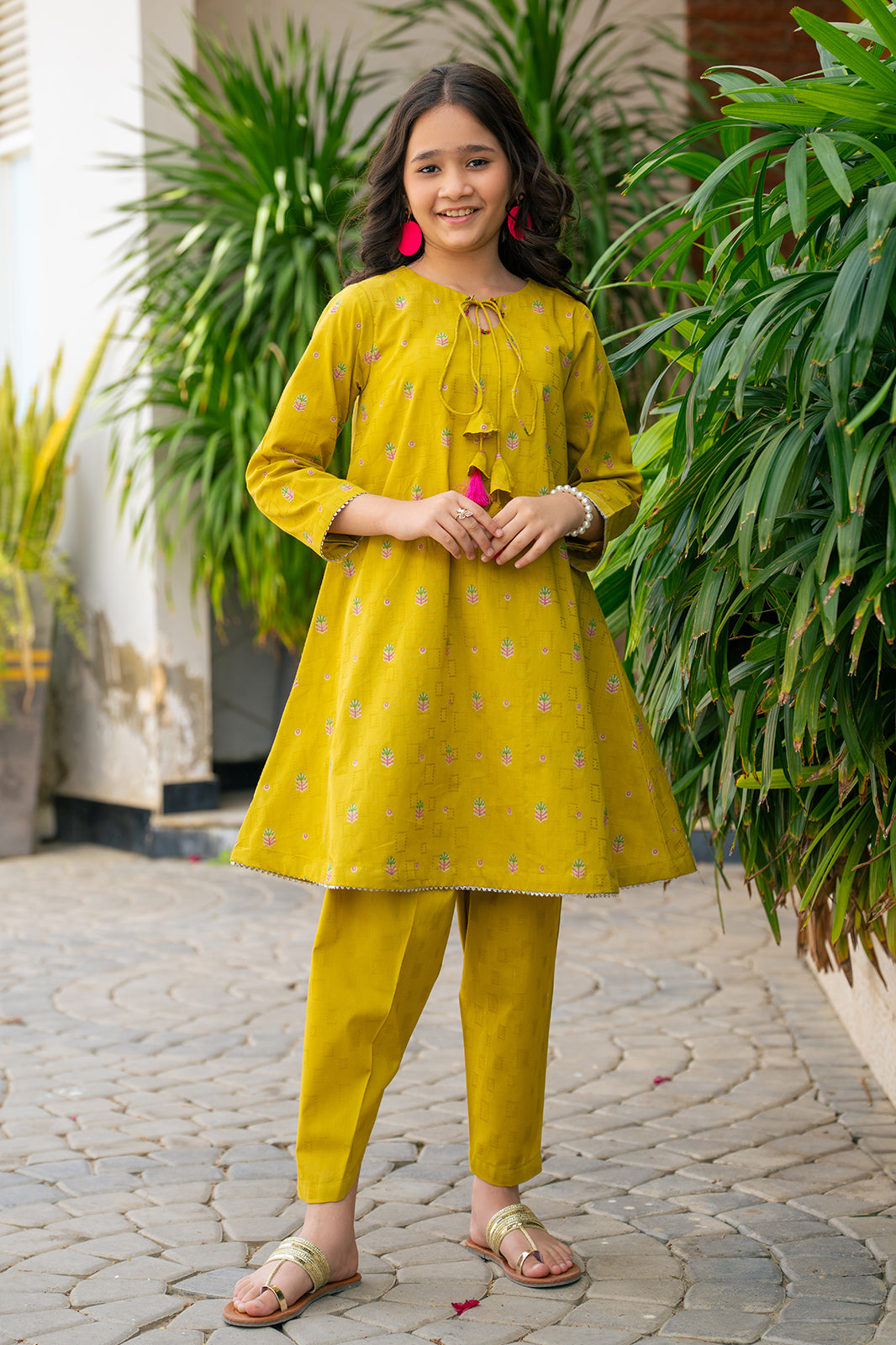 2 Piece Suit Lawn Table Print Angrakha Frock with Trouser JK-PRT-002