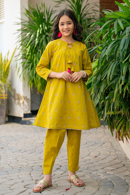 2 Piece Suit Lawn Table Print Angrakha Frock with Trouser JK-PRT-002