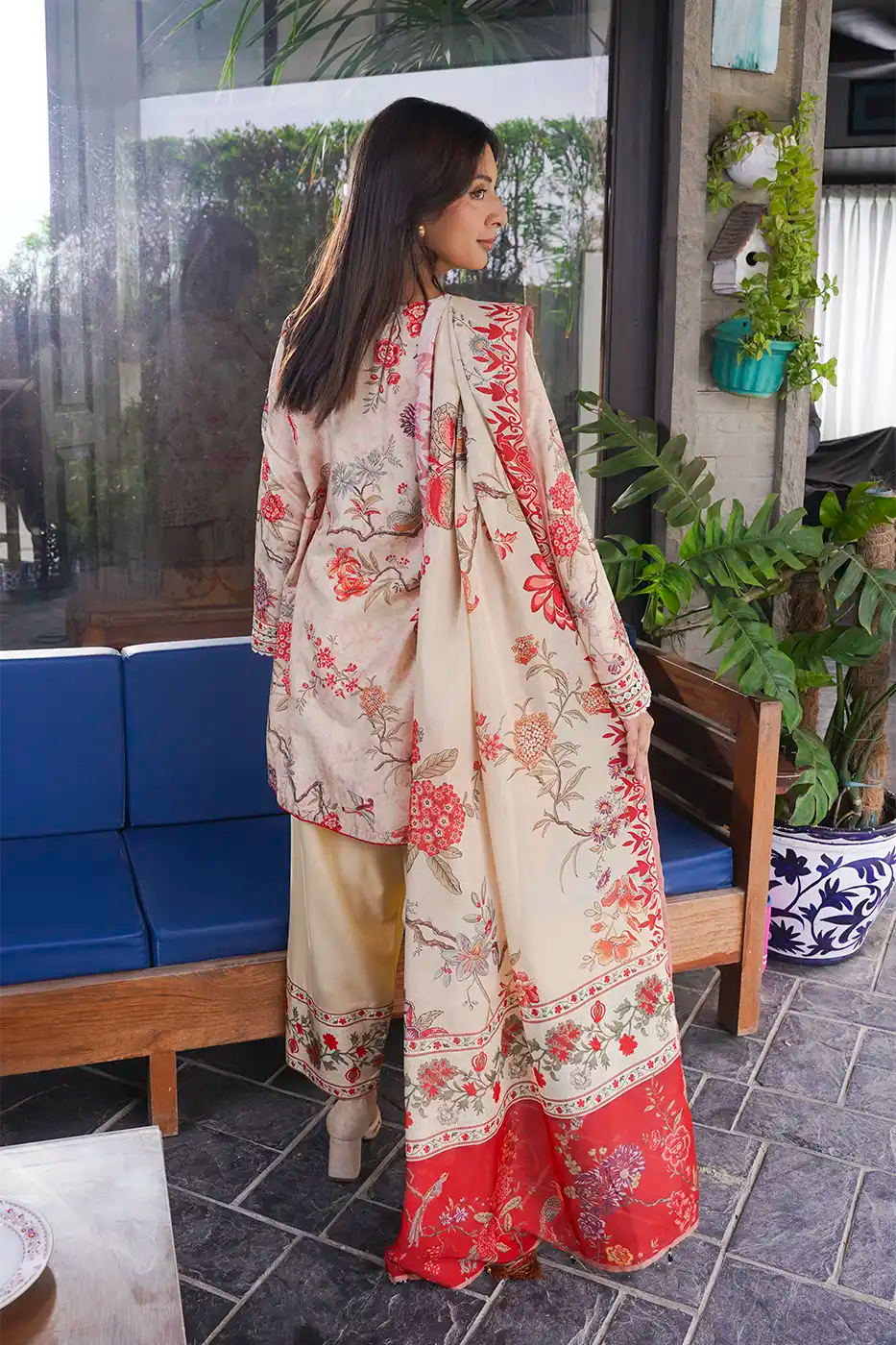 Beige Chintz Floral Poly Cambric Suit - F-WP-26-02