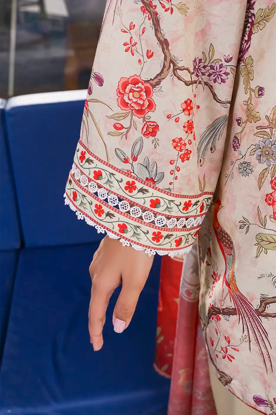 Beige Chintz Floral Poly Cambric Suit - F-WP-26-02