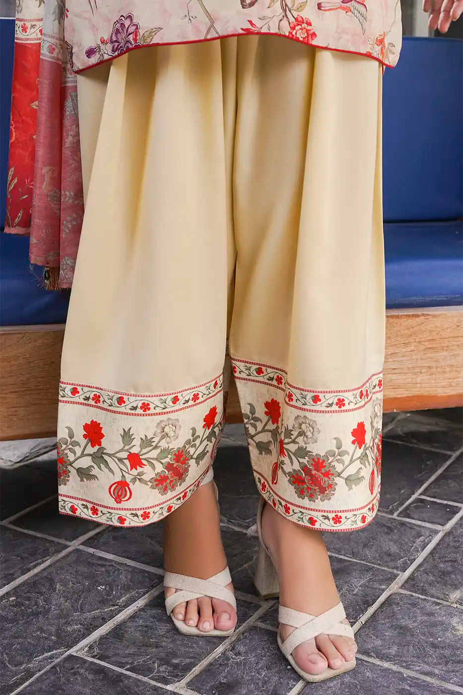 Beige Chintz Floral Poly Cambric Suit - F-WP-26-02