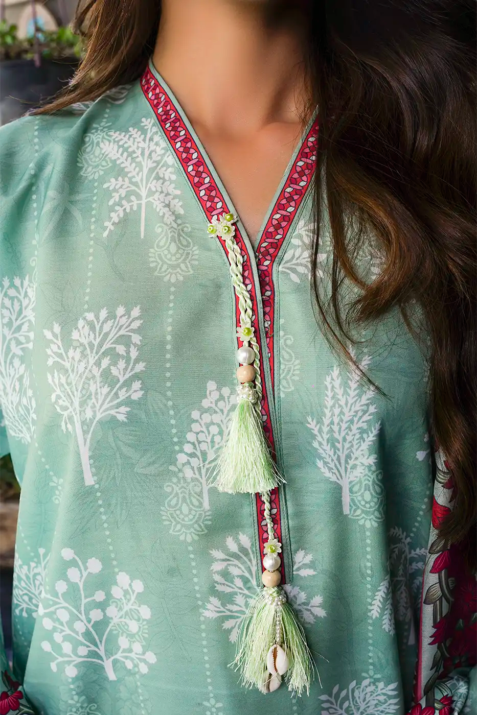 Sage Tree Print Poly Cambric Suit - F-WP-26-01