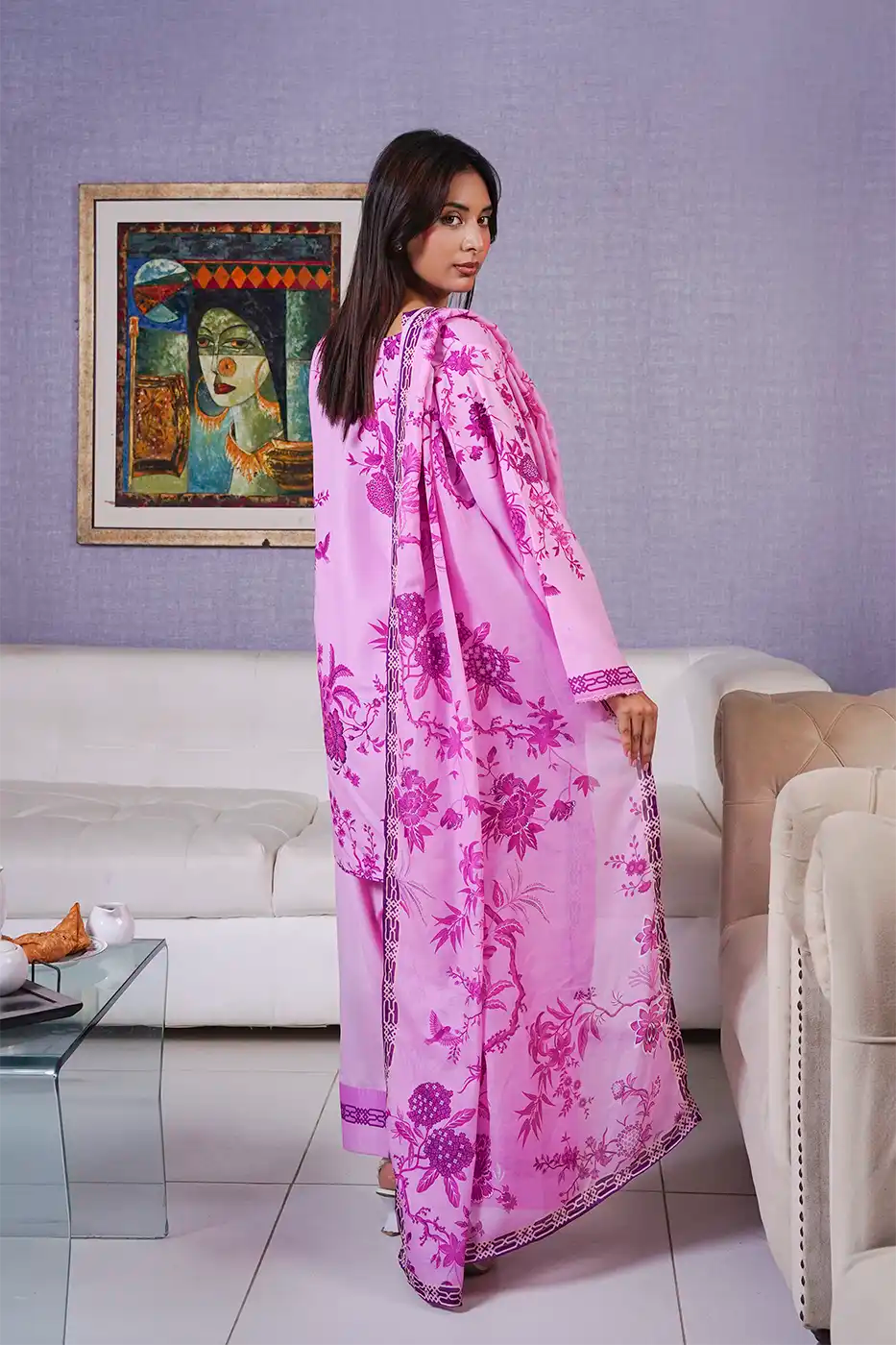 Orchid Floral Poly Cambric Suit - F-WP-26-03