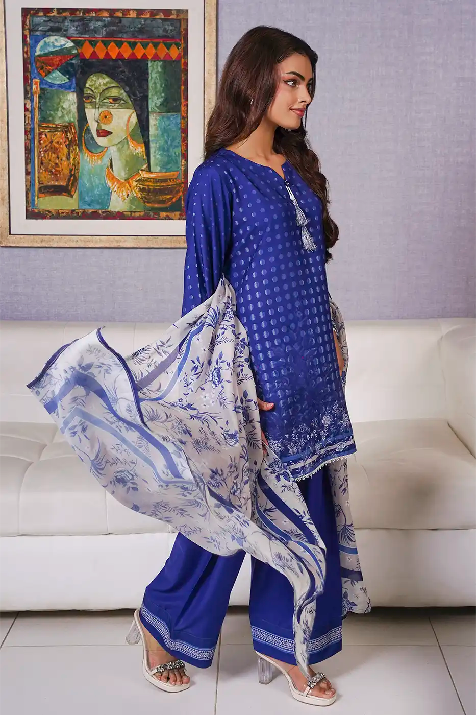 Indigo Flora Poly Cambric Suit - F-WP-26-08