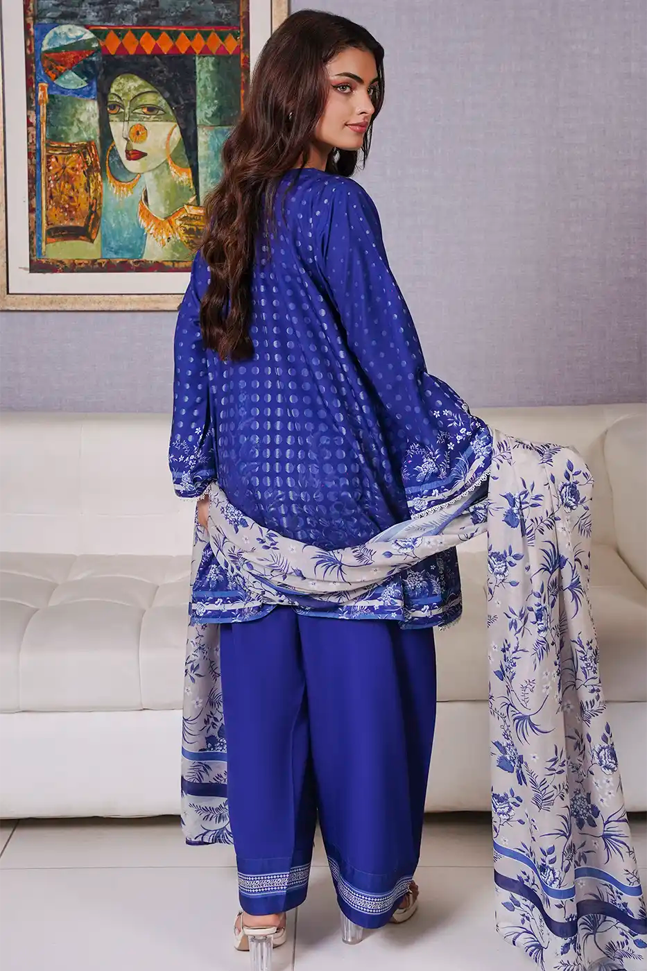 Indigo Flora Poly Cambric Suit - F-WP-26-08