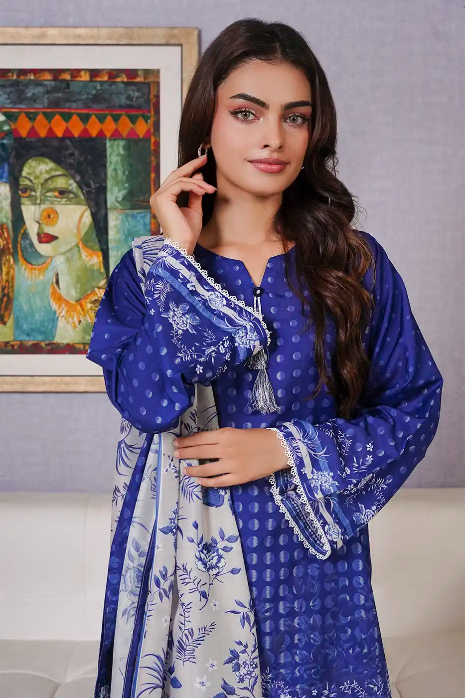 Indigo Flora Poly Cambric Suit - F-WP-26-08