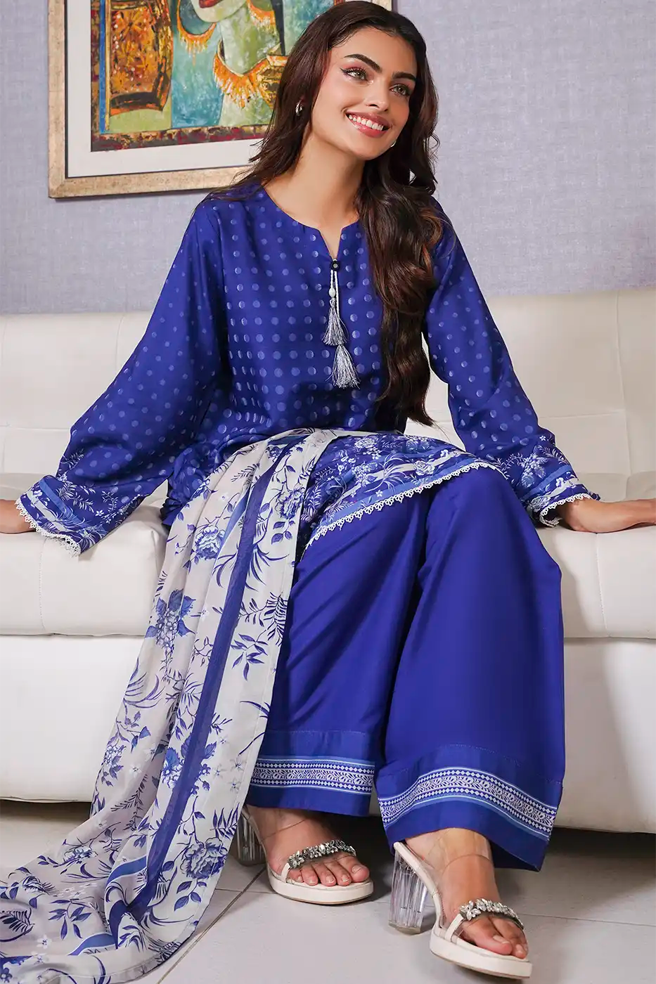 Indigo Flora Poly Cambric Suit - F-WP-26-08