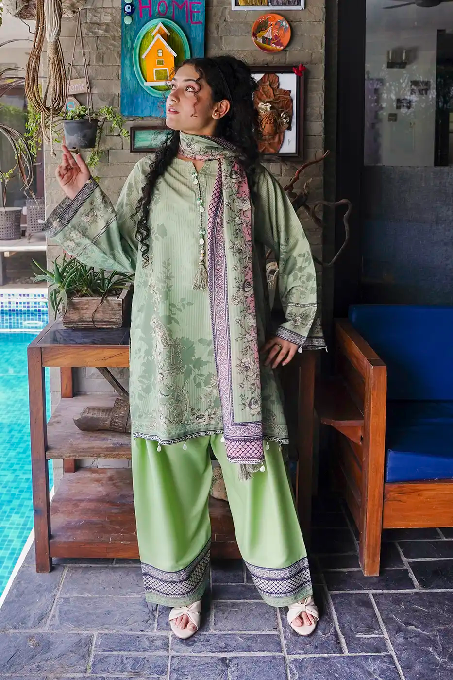 Sage Paisley Poly Cambric Suit - F-WP-26-07