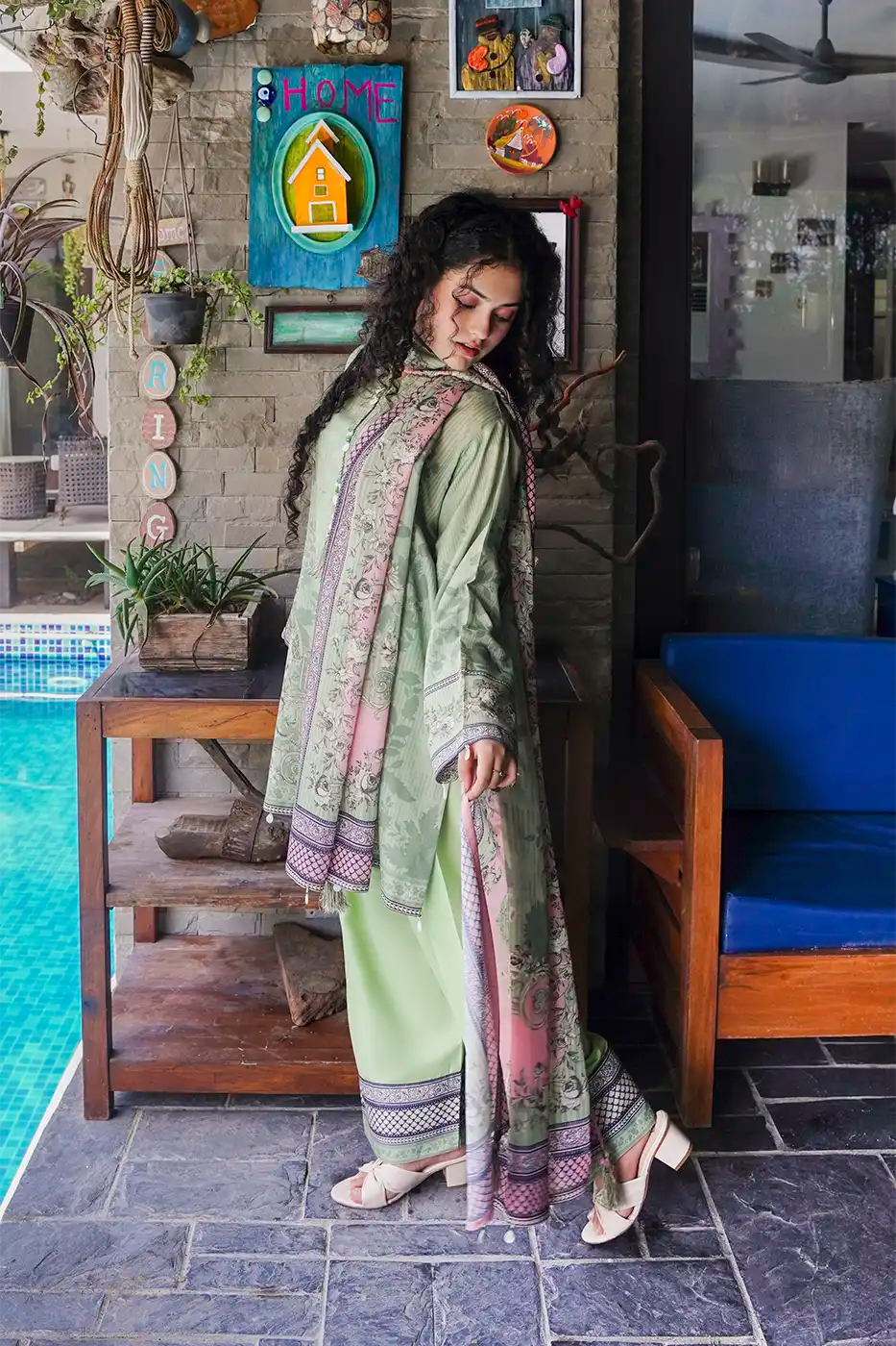 Sage Paisley Poly Cambric Suit - F-WP-26-07