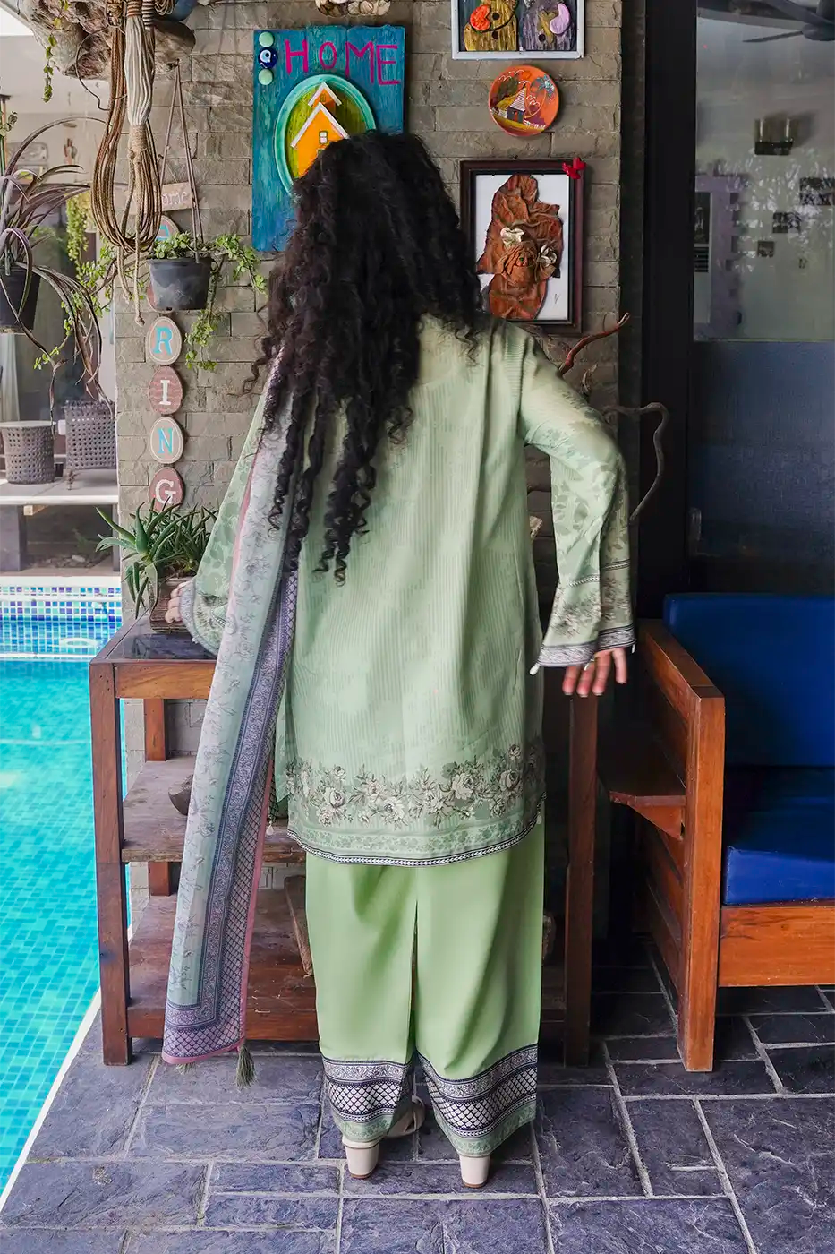 Sage Paisley Poly Cambric Suit - F-WP-26-07