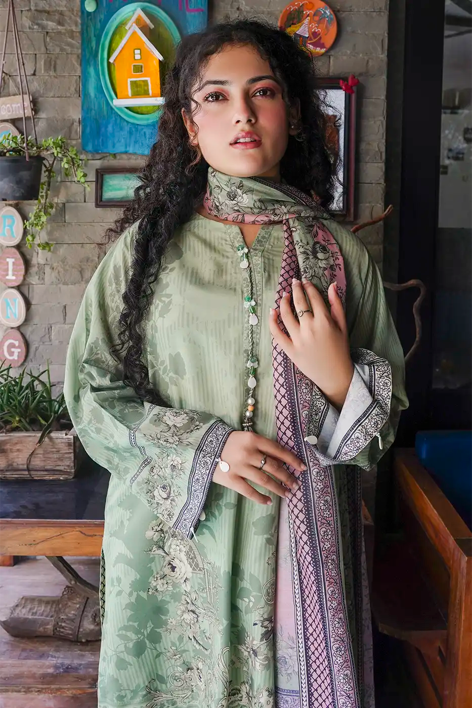 Sage Paisley Poly Cambric Suit - F-WP-26-07