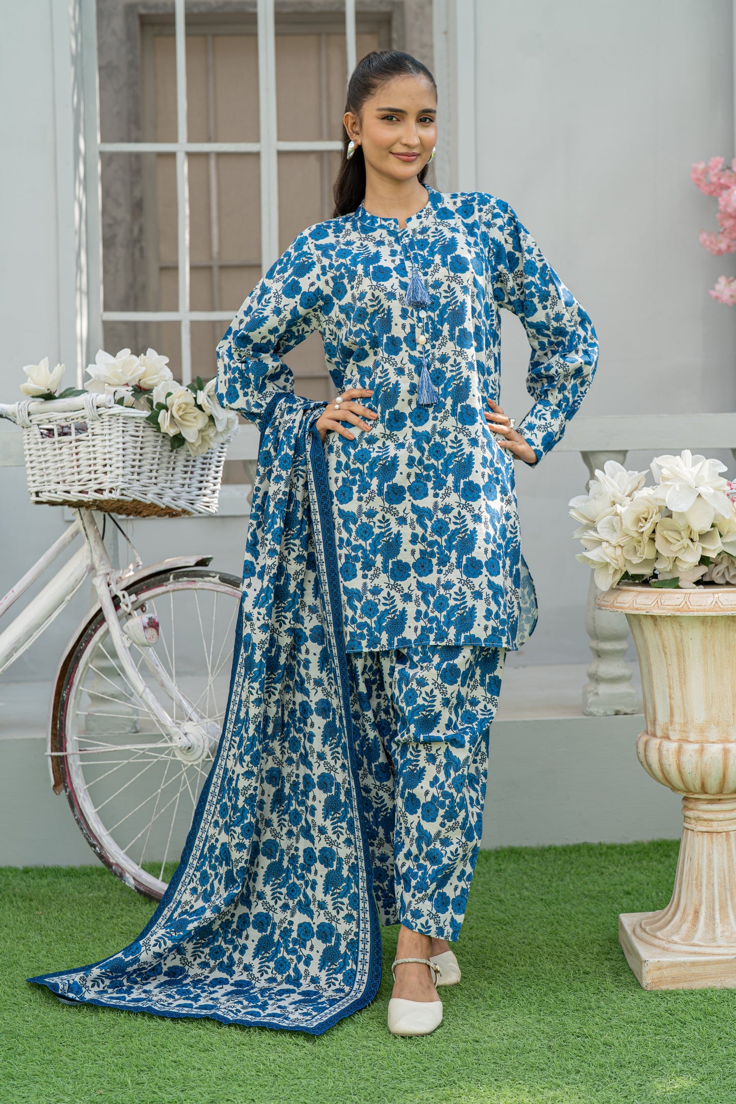 3 Piece Cotton Khaddar Digital Print Co-ord Set  T-CK-002