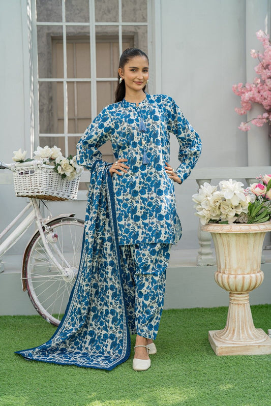 3 Piece Cotton Khaddar Digital Print Co-ord Set  T-CK-002