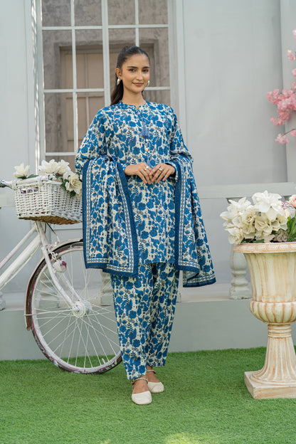 3 Piece Cotton Khaddar Digital Print Co-ord Set  T-CK-002