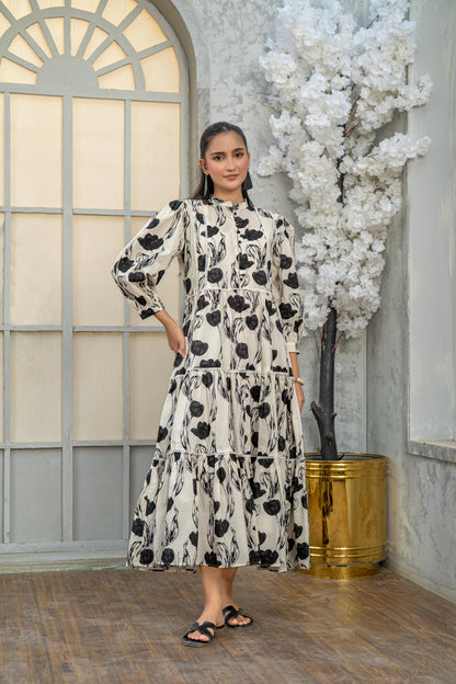 1 Piece Maxi Digital Printed Dress Red Cambric Cotton T-R-MAXI-015