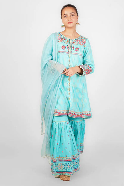3 Piece Jacquard Embroidered Suit FORT-009