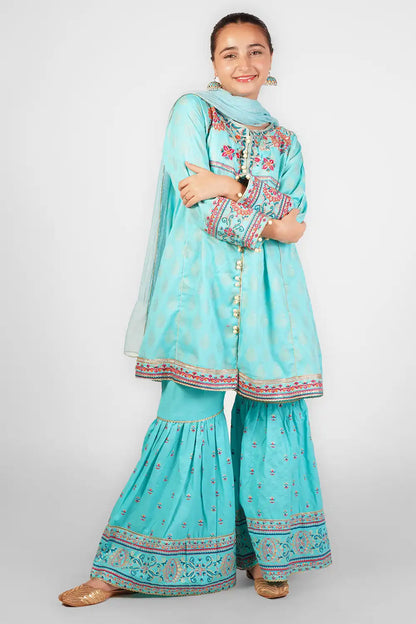 3 Piece Jacquard Embroidered Suit FORT-009