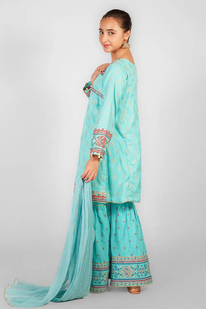 3 Piece Jacquard Embroidered Suit FORT-009