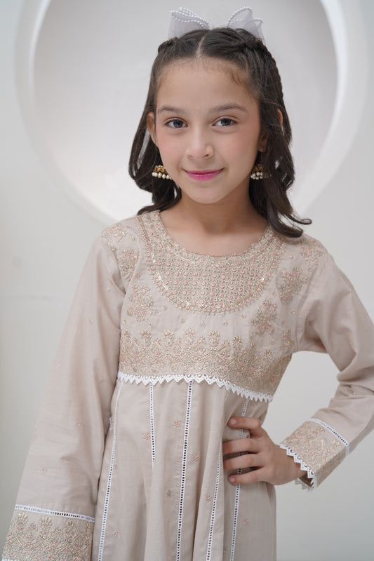 3 Piece Embroidered Frock with Organza Dupatta R-SFC-003