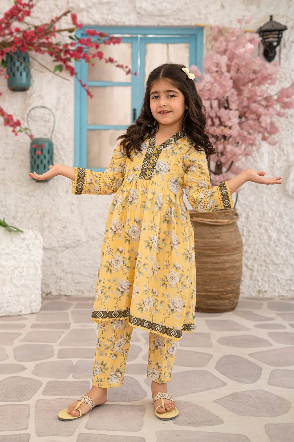 Printed Lawn Long Frock Co-Ord Set - K-ALP-S26-006