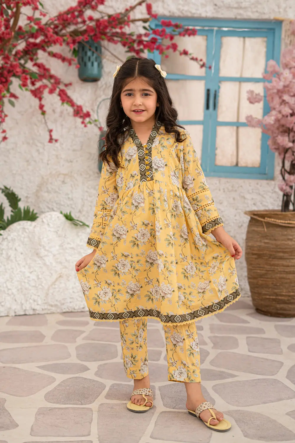 Printed Lawn Long Frock Co-Ord Set - K-ALP-S26-006