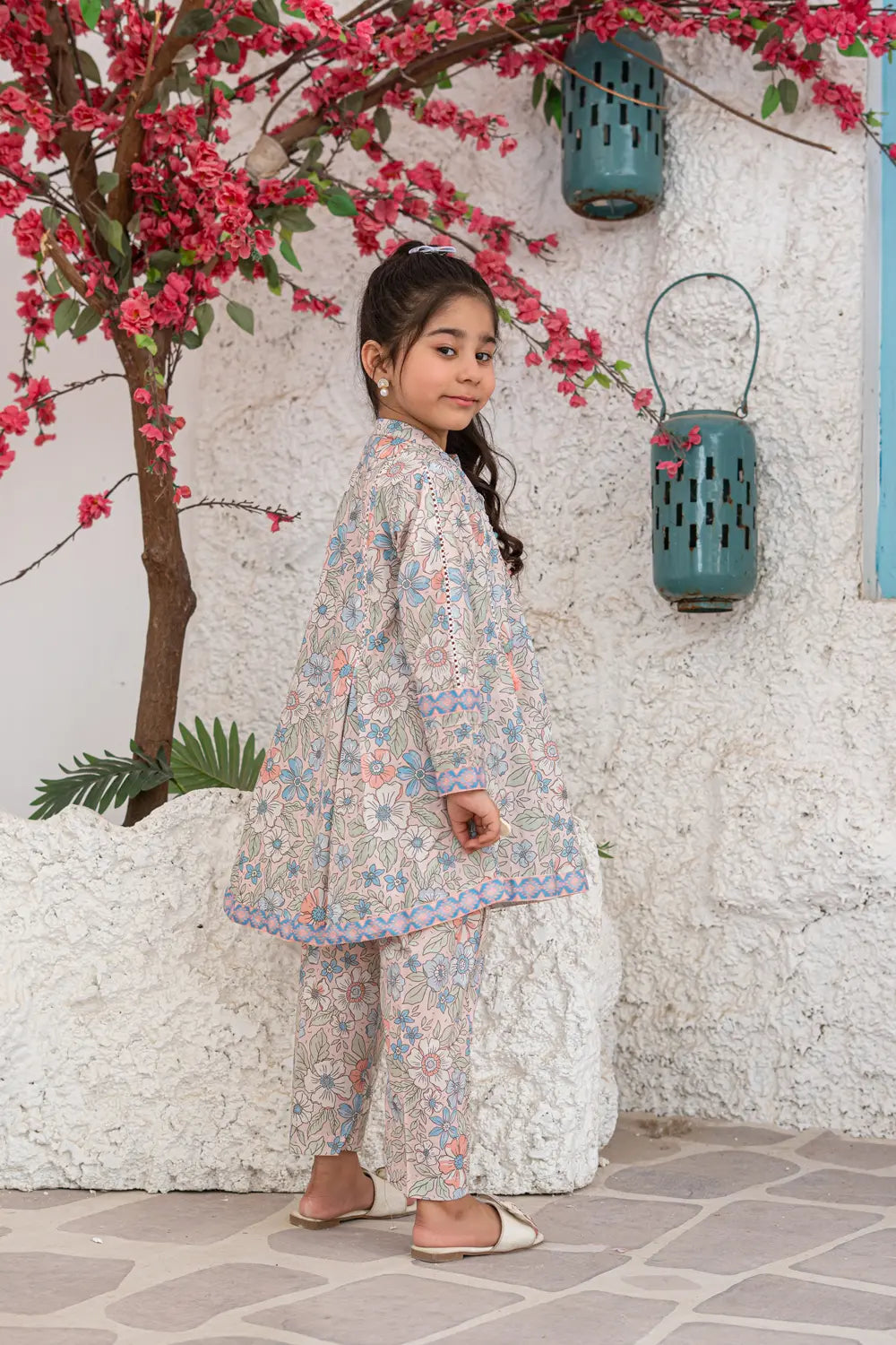 Girls Pastel Printed Box Pleated 2 Piece Set K-ALP-S26-105