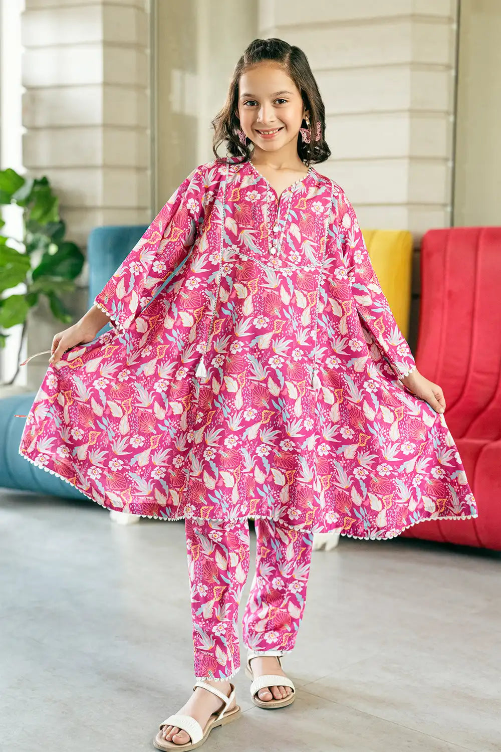 2 Piece Poly Lawn Printed Co-Ord Set Frock Style K-ALPRTW-045