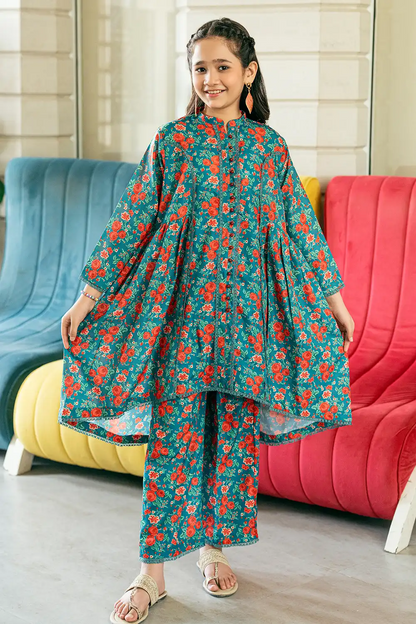 2 Piece Digital Printed Poli Lawn Co-Ord Set K-ALPRTW-050