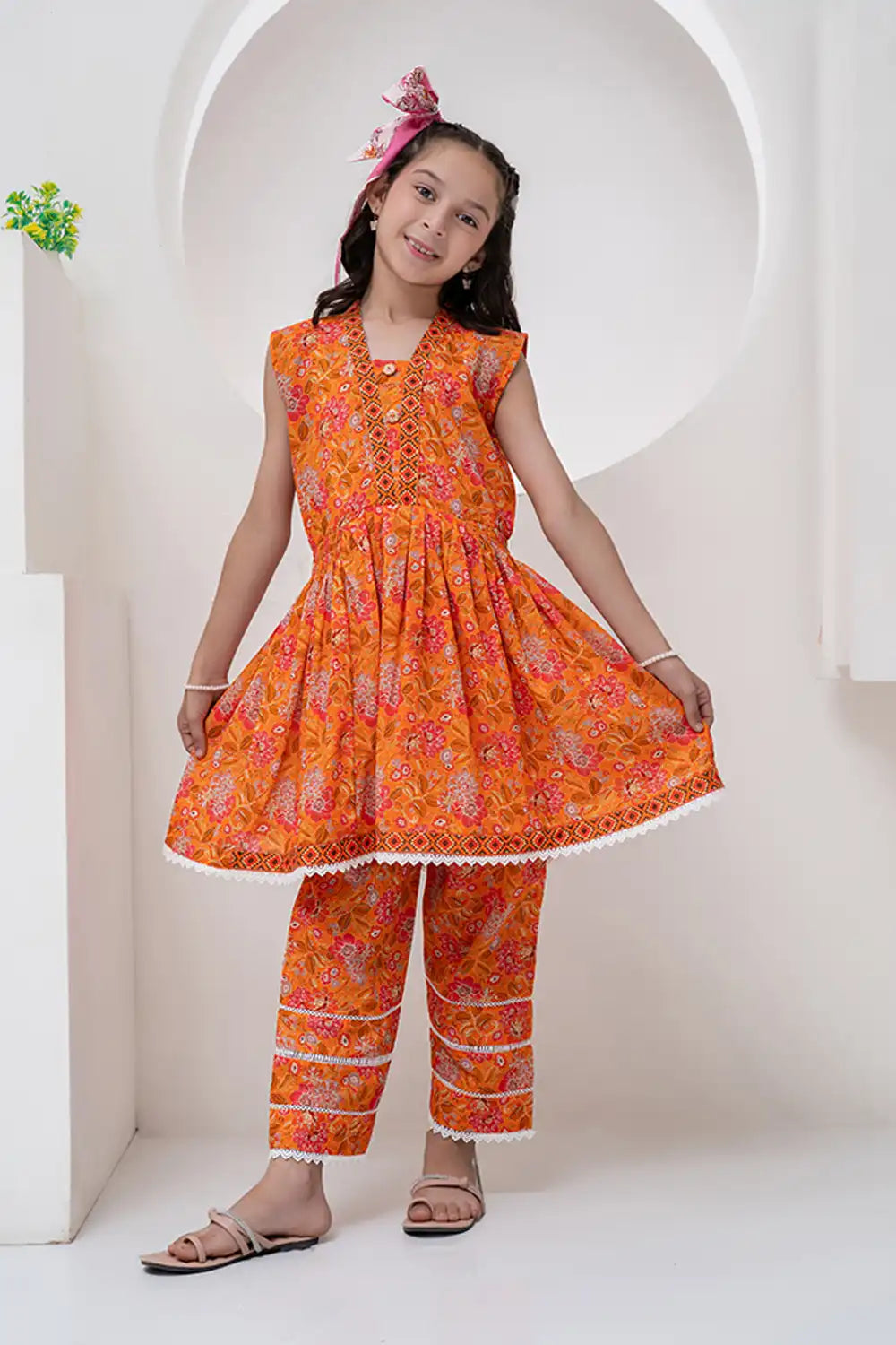 Printed Lawn Angrakha Co-Ord Set - K-ALPRTW-051