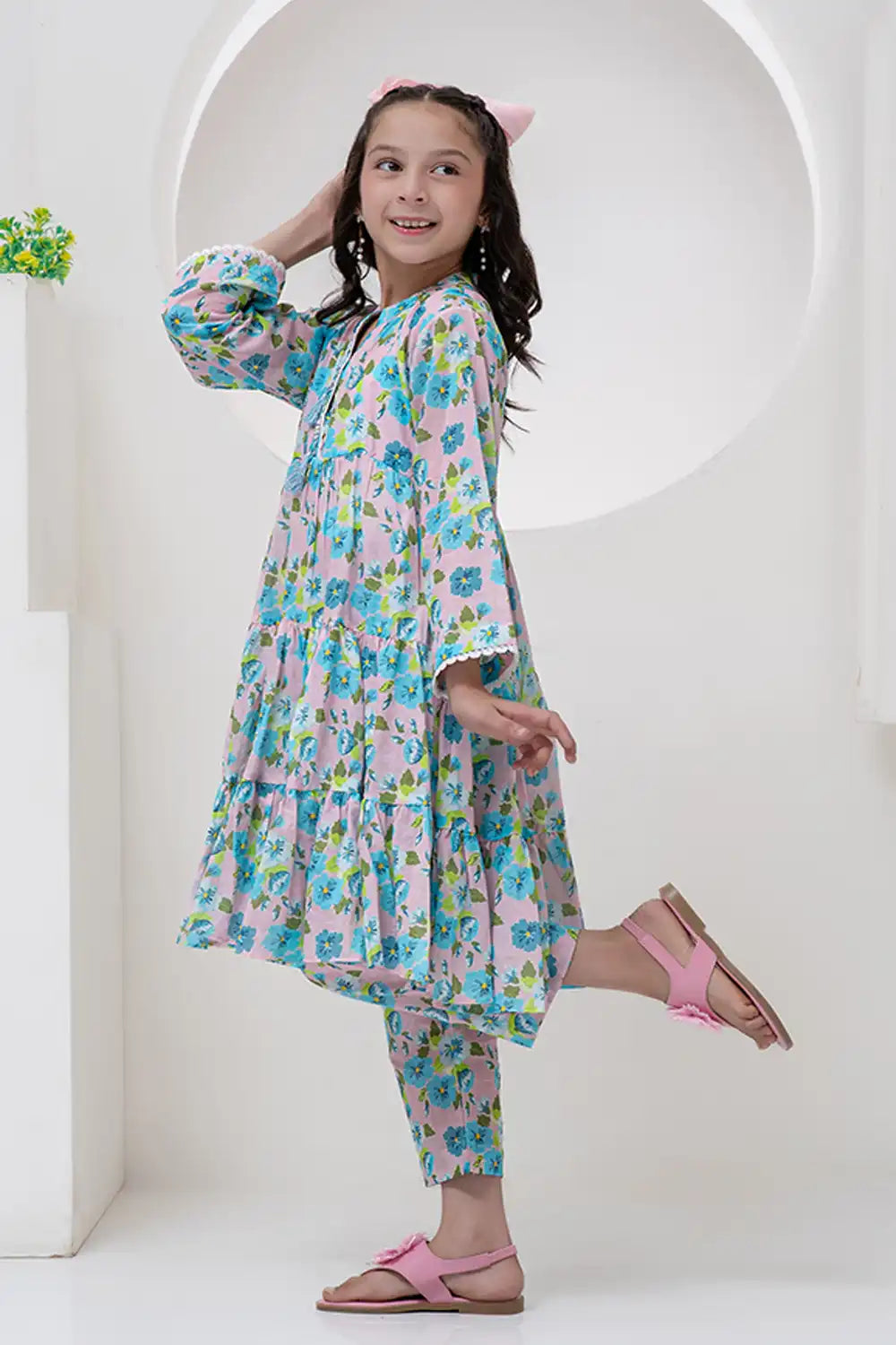 2 Piece Lawn Frill Frock Digital Printed K-ALPRTW-055