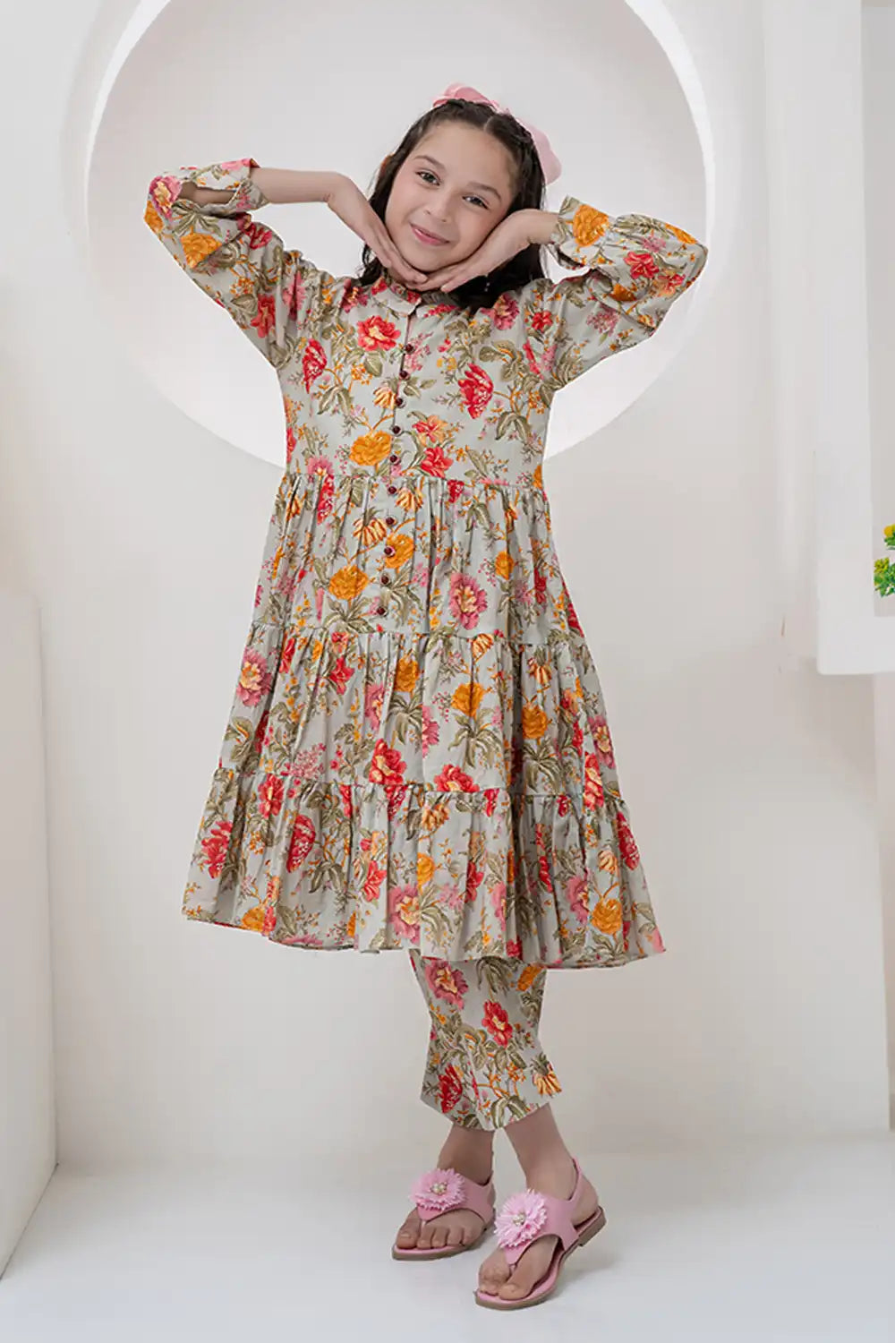 Printed Lawn Frock Co-Ord Set - K-ALPRTW-056